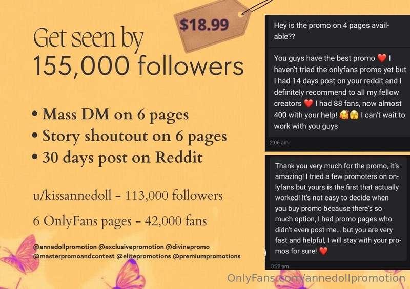 Get seen by 155,000 followers:– Mass DM on 6 pages– Story Sh..
