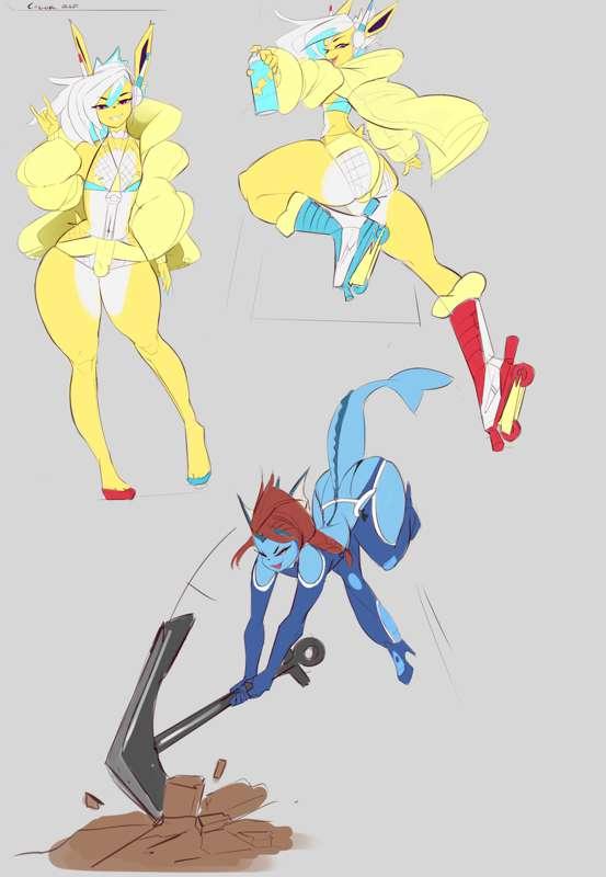 Halloween Femboy Evolve Creatures, Colored refs for painted pieces :o - SKETCHES - Sept. 11th