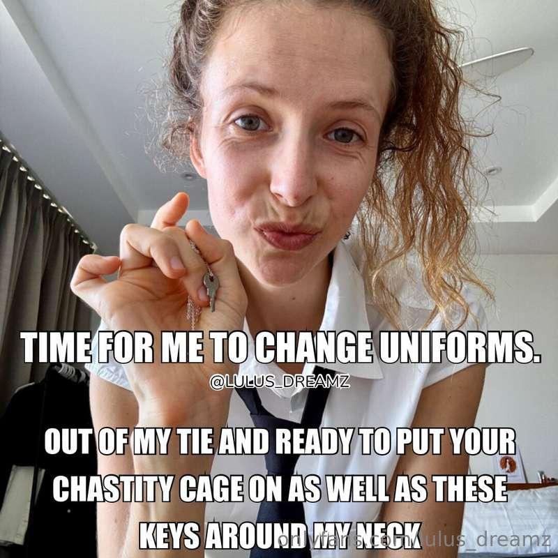Time for me to change uniforms from a tie into these chastit..