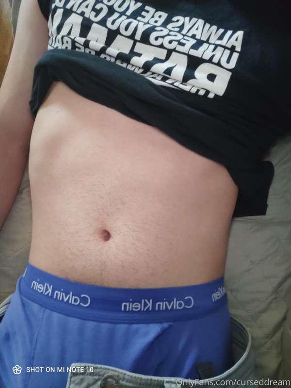 My nipple and a little peek of my cock.