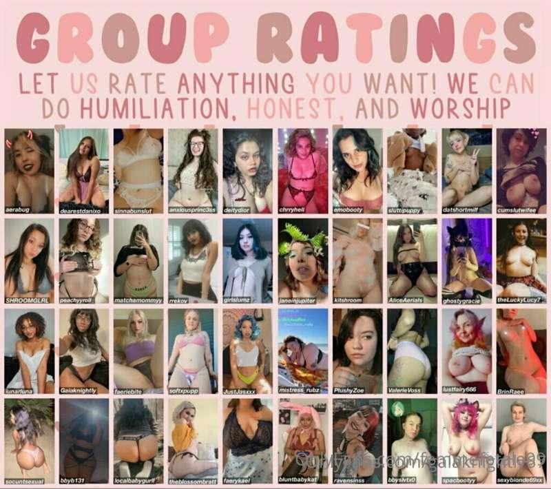 New faces in the group ratings!!! Some of these beautiful pe..