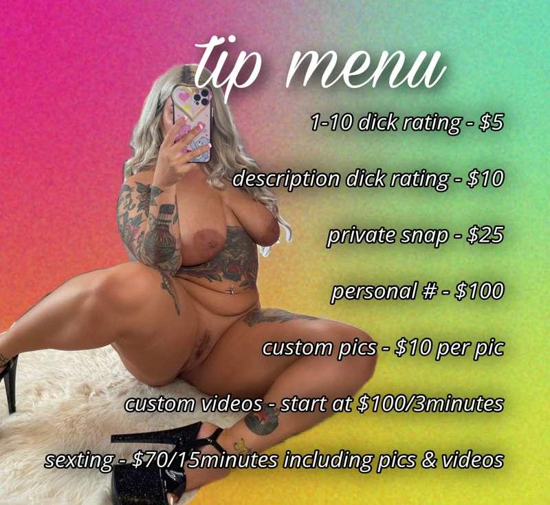 NEW TIP MENU 🍒 my page is no ppv so you can find all my sex ..