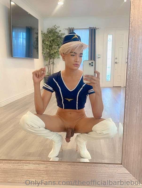 Do you like my flight attendant outfit?