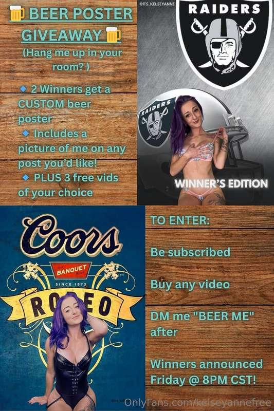 🍻 BEER POSTER GIVEAWAY 🍻Want me on your wall? 😈I’m giving aw..