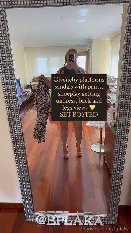 Givenchy platforms sandals with pants, shoeplay getting undr..