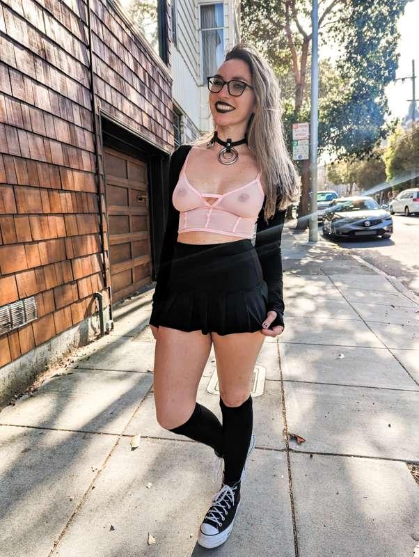 Pink Sheer top and Miniskirt Photoshoot! 