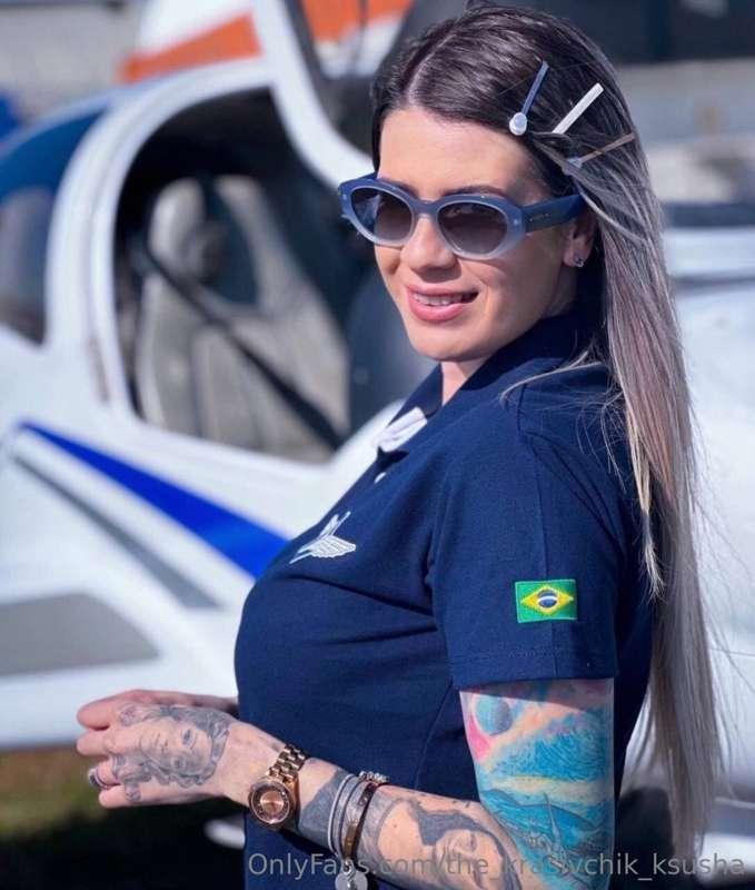 ** ✈️ This hot pilot👩🏼‍✈️is ready to taken off! 
Jump on boa..