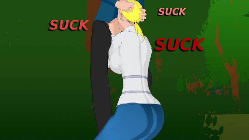 Commission #27: Julie giving Flin a blowjob in the forest, and also side view cowgirl sex