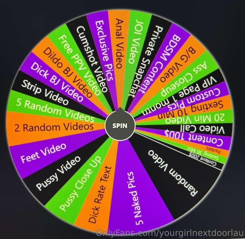 Let’s play a game😬 
SPIN THE WEEL!
You can make me spin in a..