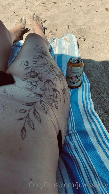 Enjoying the day at the beach 🏖 Find a full Body photo of me..