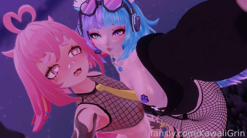 🦊Fox Girl + 🐰Rabbit cutie = a fun night hehe💦

I hope you enjoy this set of me and @el_XoX  🍥 
My second ever NSFW collab stweam will be on her page:
🕖THIS SATURDAY! @ 7PM PST &lt;3🕖

⭐I will also be showin off my new model (first lewk at it ever hehe)👀

💜see ya'll hornies then :3💙 #hentai #vtuber #anime #feet #tits