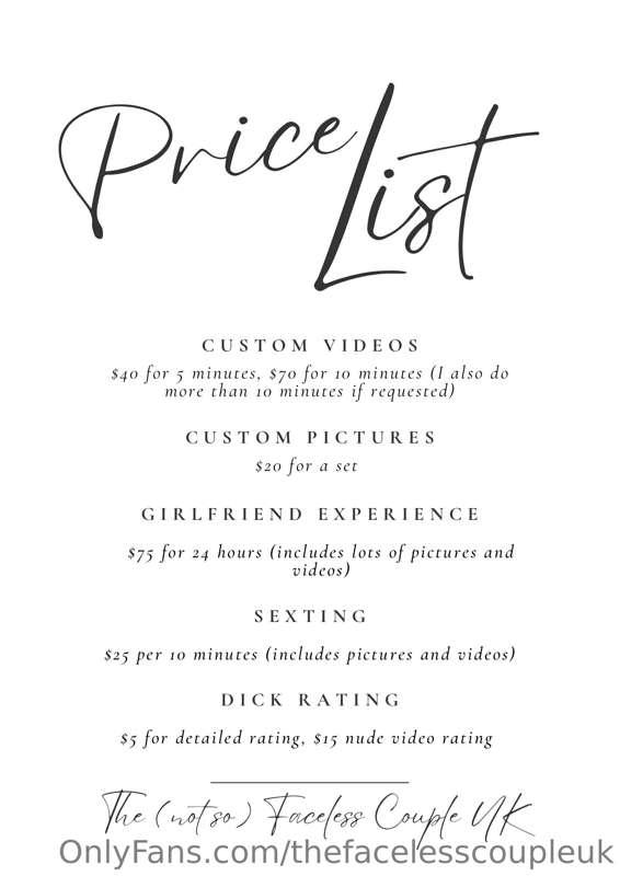 ✨ Updated Price List ✨

After recent feedback we have decide..