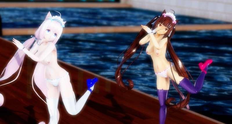 FullHD 【MMD R-18】 Dive To Blue - Nekopara Chocola & Vanilla