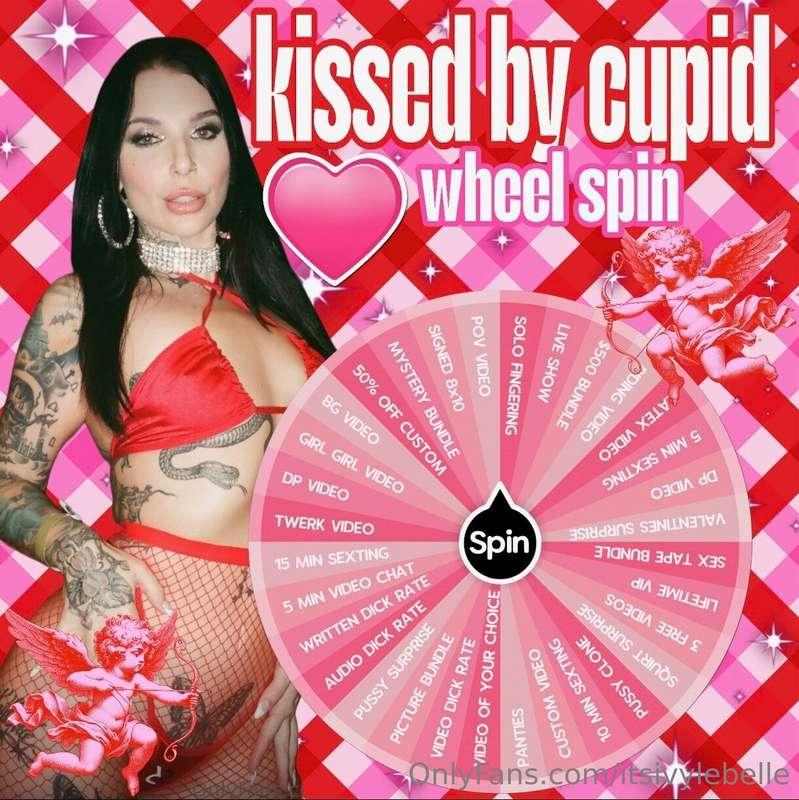 💘 𝐊𝐢𝐬𝐬𝐞𝐝 𝐛𝐲 𝐂𝐮𝐩𝐢𝐝 𝐏𝐫𝐢𝐳𝐞 𝐖𝐡𝐞𝐞𝐥 💘 Will you be mine? Every spin..
