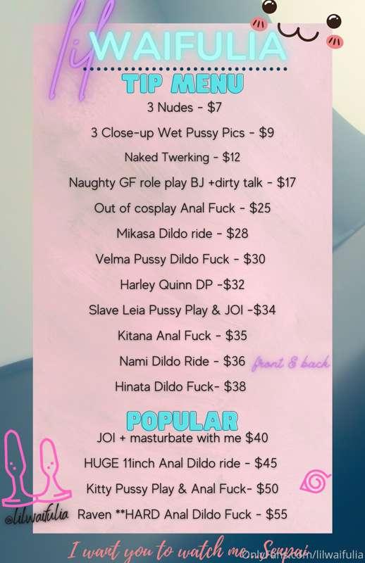 Updated my TIP Menu!!! ...I want to play~ 😜💕👇🏼 It’s not alll..
