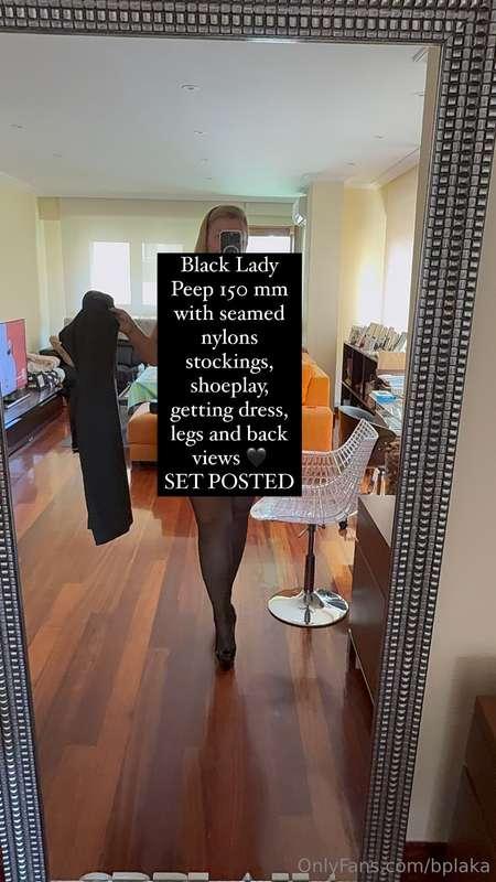 Black Lady Peep 150 mm with seamed nylons stockings, shoepla..