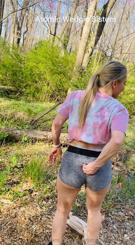 Showing my new deer friend what a wedgie is! Front and back,..