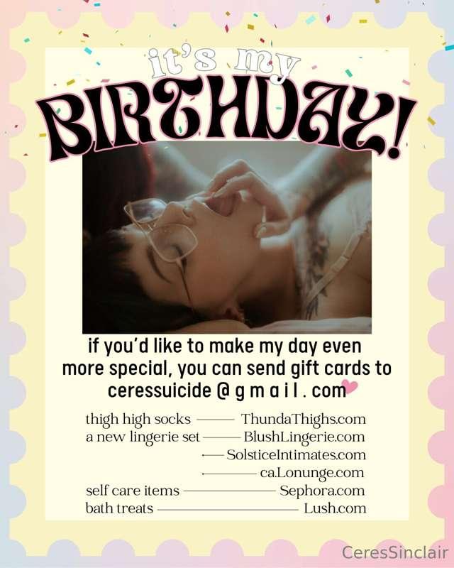 if you’d like to spoil me on my very special day then I woul..