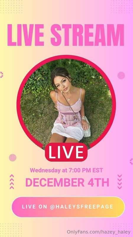 TONIGHT!! On @haleysfreepage @ 7 pm EST💖