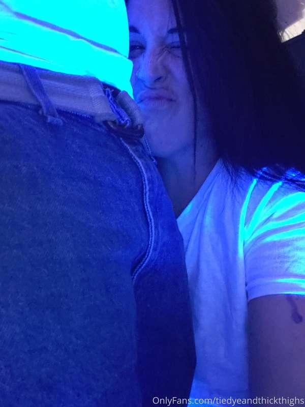 Blacklights, glow paint, knee high stockings and booty shaki..