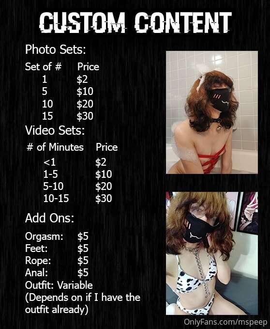 Custom content is now available! I offer photo sets, video s..