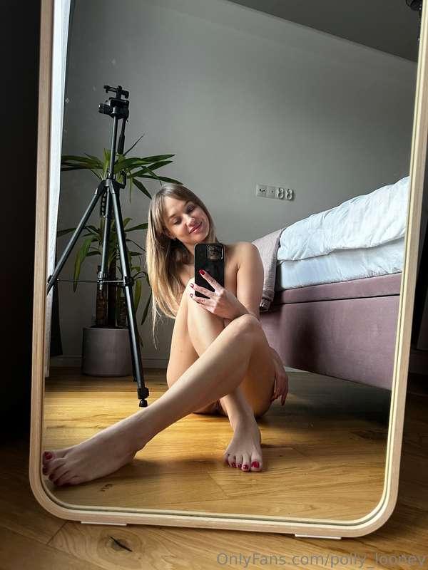 My fingers are sliding slowly down my smooth legs, feeling ..