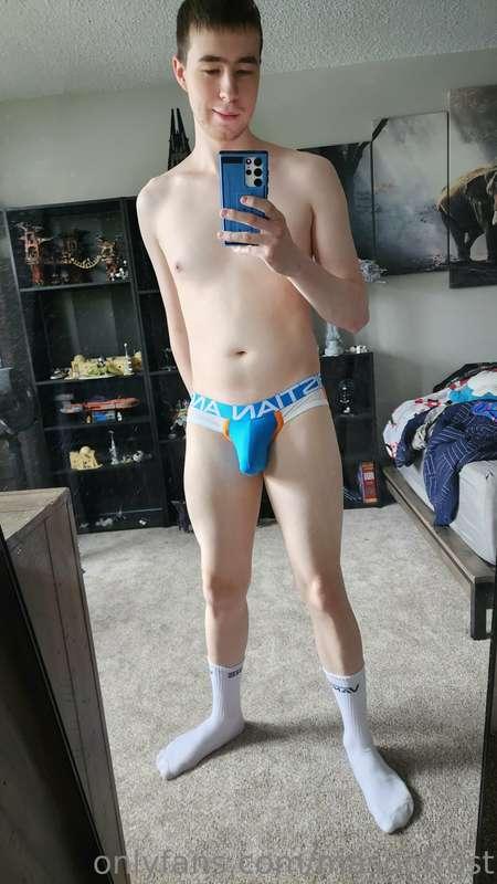 Who doesn't love a twink in a perfect blue jock strap with a..