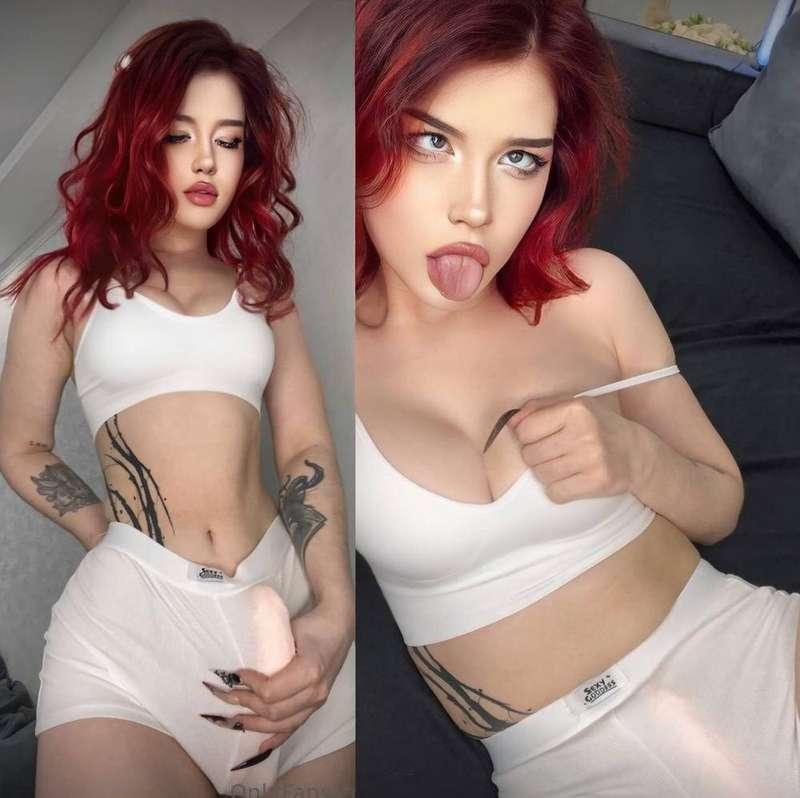 Cute fragile anime girl with devilish heart and angelic face..