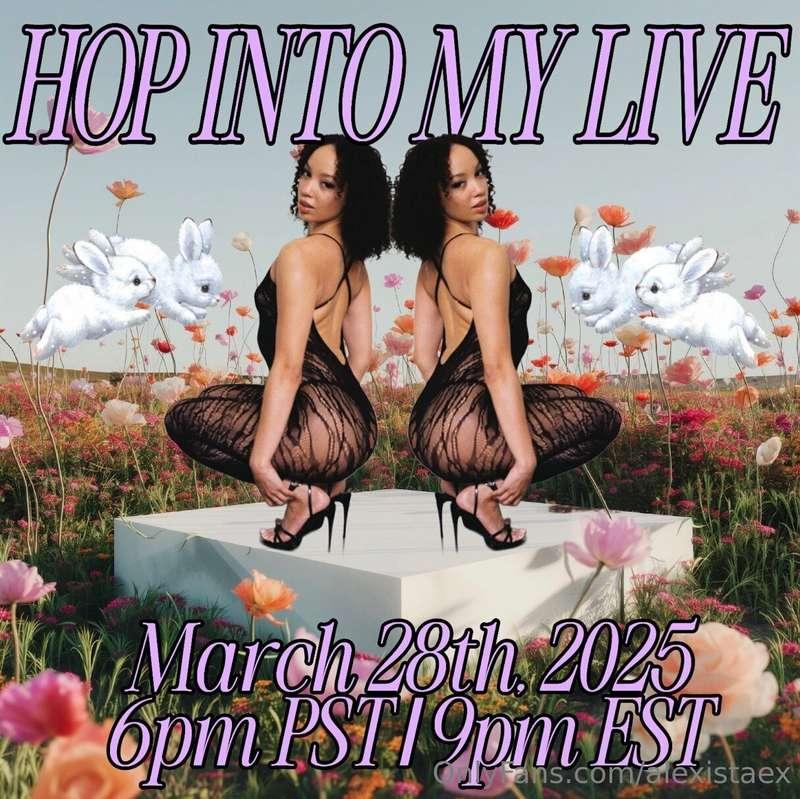 going live tonight at 6pm pst/9pm est! I can't wait to see y..