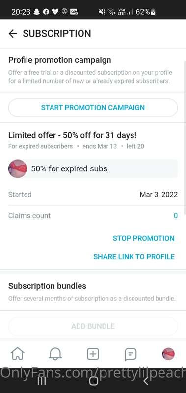 Changed it to 50% off for expired subs!!! If your subscripti..