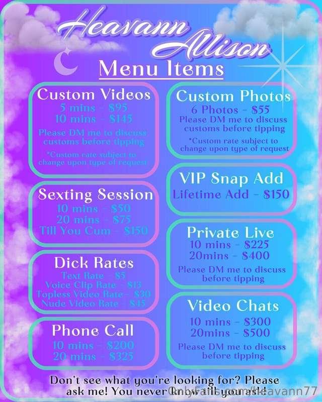 # Tipping Menu ***Please ask me if you don't see what you're..