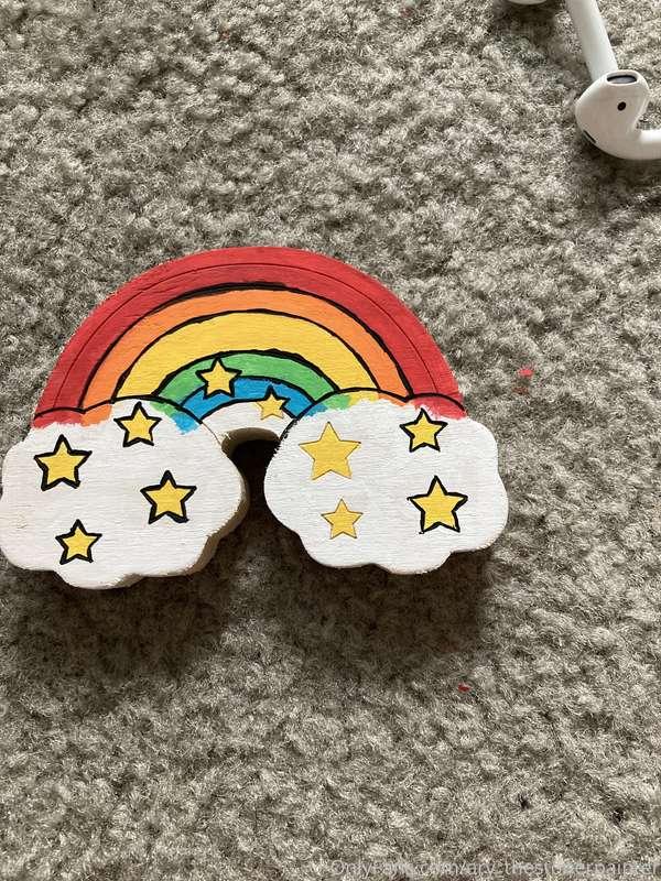 Some pride things are getting made! I got Mil to help me pai..