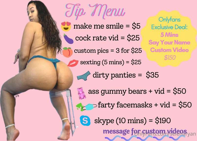 Yay! I have an updated tip menu 😊 I especially love making n..