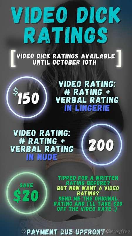 Video dick rates now available until October 10th! :D Messag..