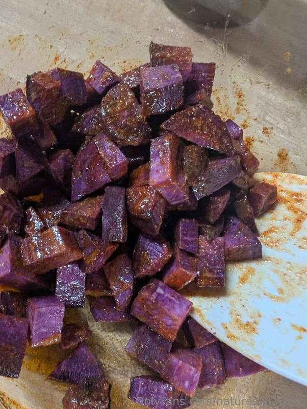 Air fried purple sweet potato 