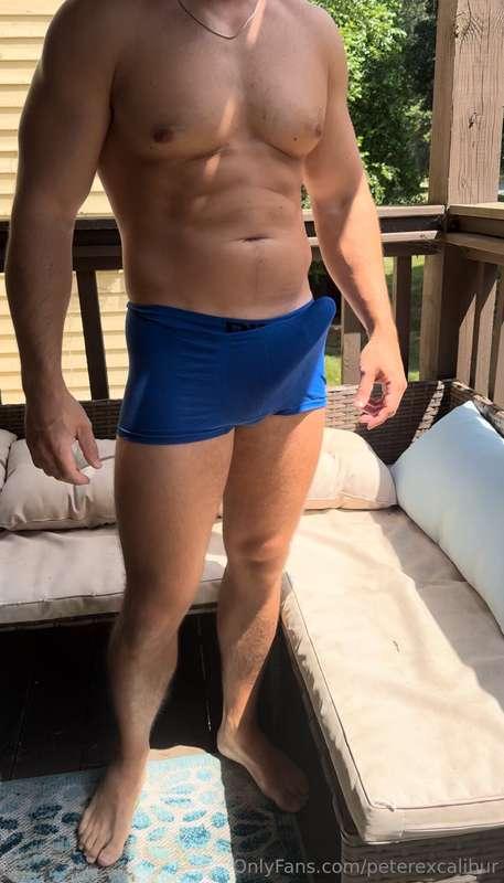 First day of summer porch JO post! Watch my huge bulge throb..