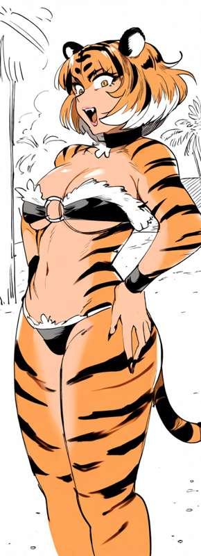 Tigress Enjoying the Beach
