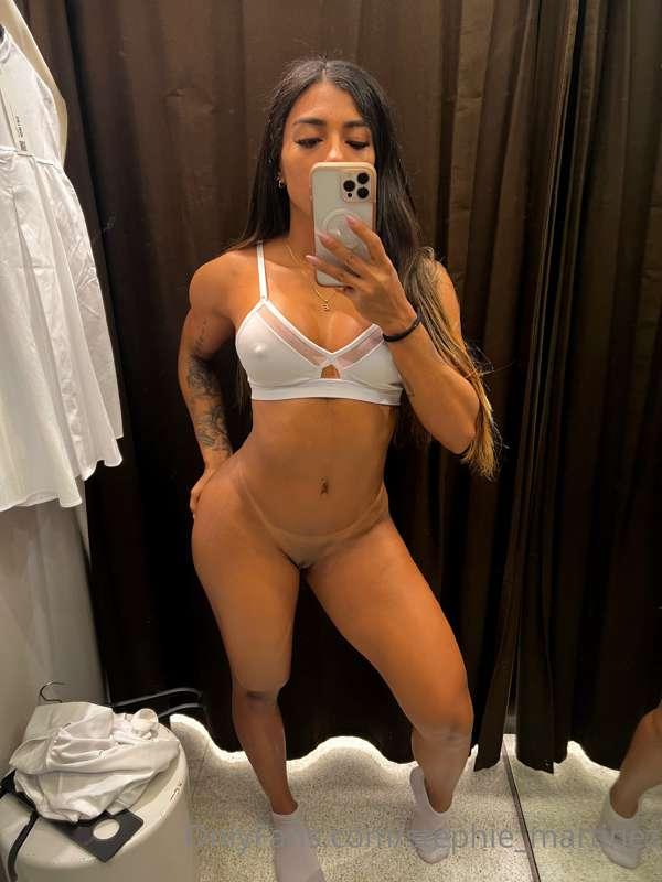 We fuck it in the dressing room of a store?  I want to have ..