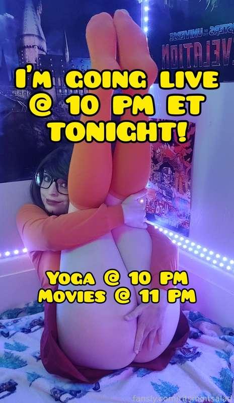 I'm going live at 10 PM ET tonight!

#fyp #cosplay #velma #ass #skirt #legs #socks #feet #live #titsmintsalad