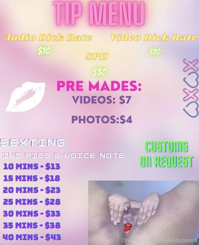 Don’t forget about my new tip menu!! 🤪🖤
I can’t wait to play..