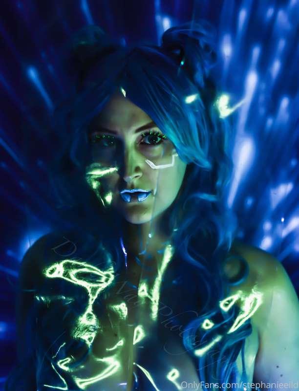 Ahem. Cyberpunk 2077 Doll! Full black light solo fuck show a..