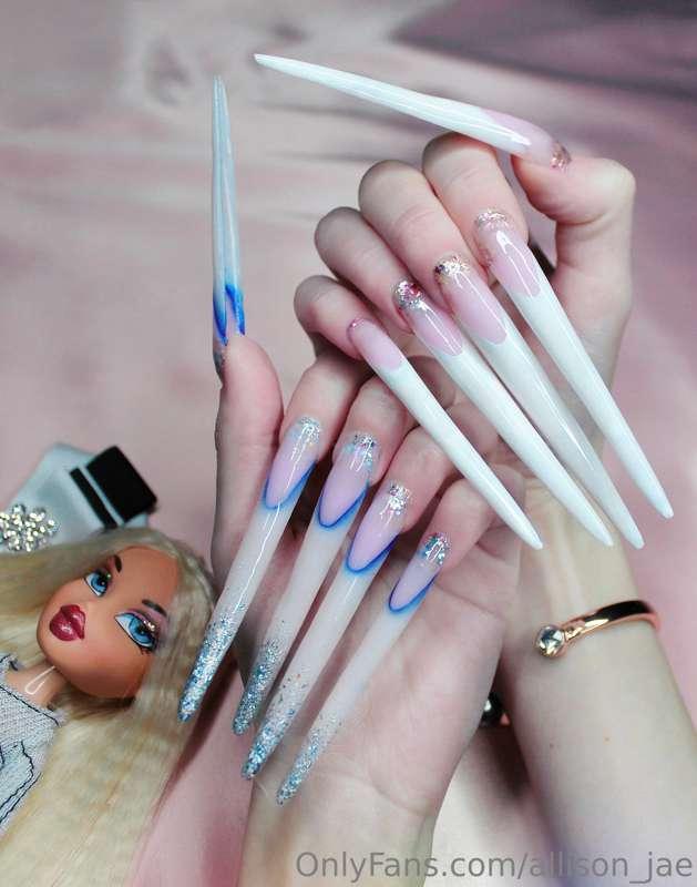 I love my white very long nails