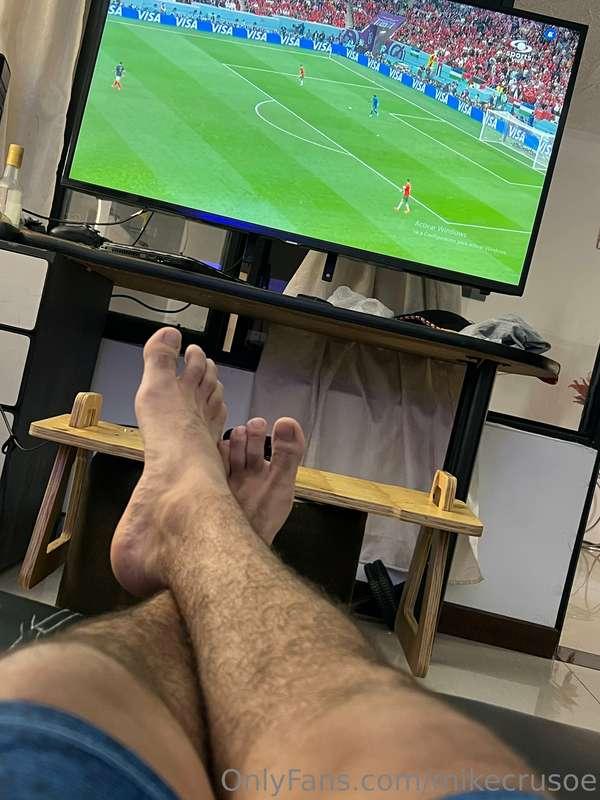 Watching the World Cup semifinals while my pigs work for me ..