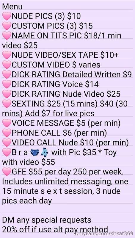 My offerings menu 😋 Let me know what I can do for you!