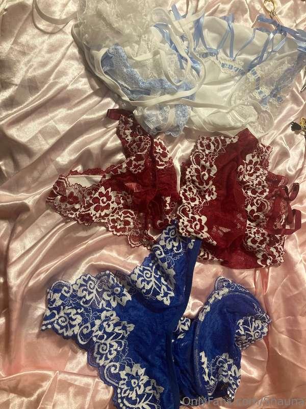 Help me choose red , white , or blue lingerie today ❤️🤍💙♥️🤍💙