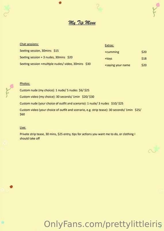 Hey everyone 🥰
Here's my tip menu for all the custom content..