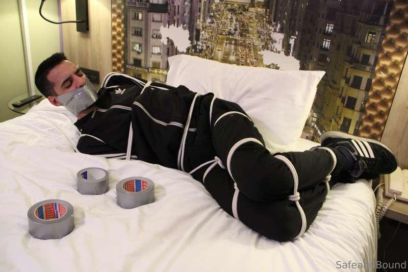 I got moved out of the closet to get hogtied on the bed, str..