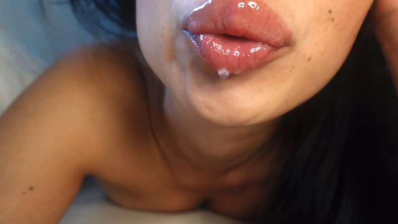 Nude kisses with a lot of drool