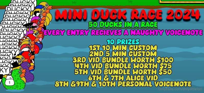 🦆🏁🦆 **MINI Duck Race 2024**🦆🏁🦆 is now live!!! Win a 10 Minut..