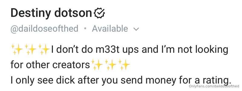 I do not under any circumstances see dick before I am paid f..